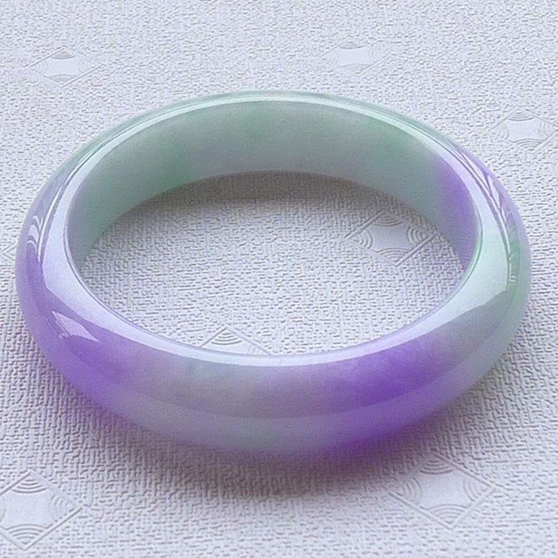 Natural Burmese Green Spring Color Jadeite Jade Bracelet Ice Purple