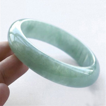 Jade Bracelet Ice Wax Jadeite Lucky Burmese  Monochrome Light Green