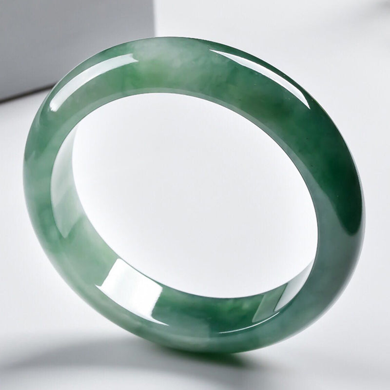 Natural Oil Green Floating Flower Jadeite Jade Bracelet Clear Water Sun Green Ice Wax Type